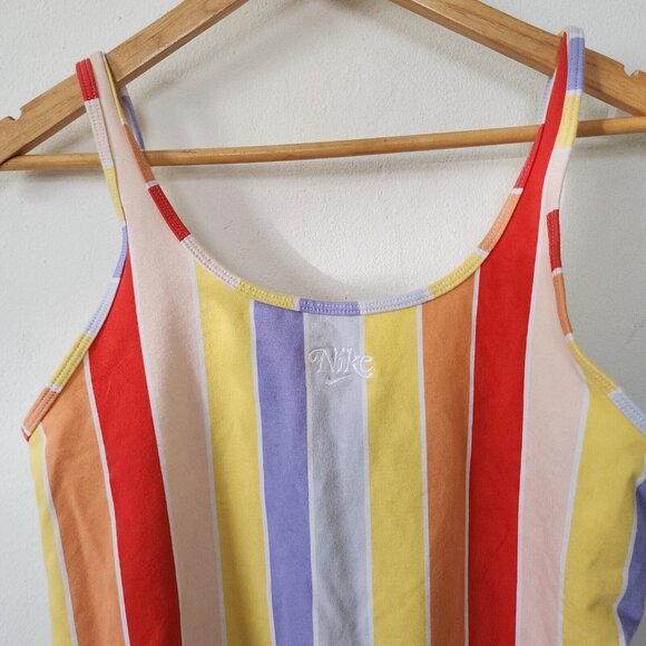 Nike Striped Retro Bodysuit Womens Large Multicolor Rainbow - Picture 4 of 5